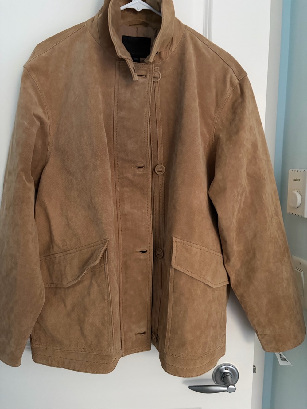 Zara Men's Tan Leather collection Button-Up Jacket